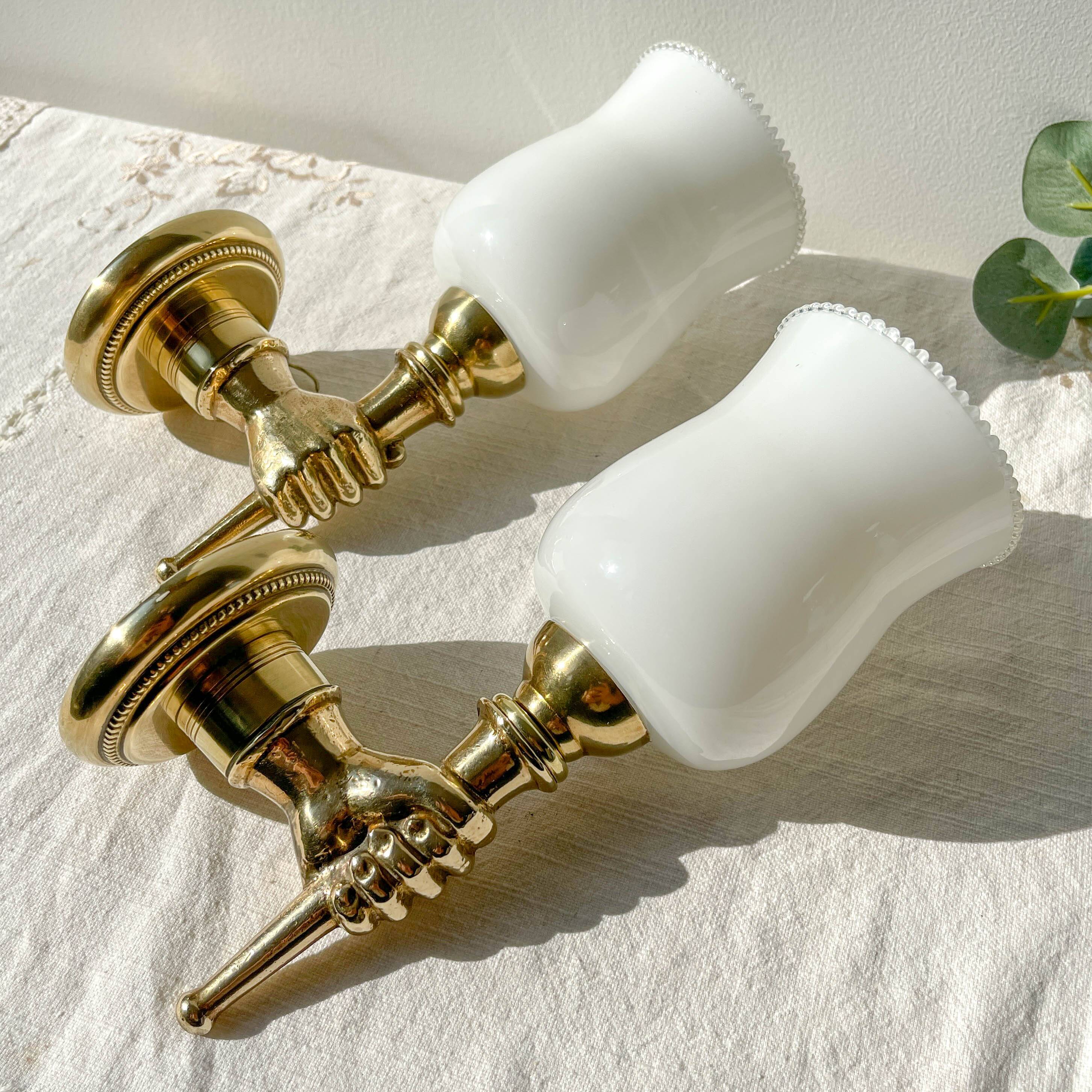 Pair of vintage brass wall sconces – Maison Jansen, 1960s
