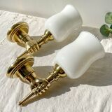 Pair of vintage brass wall sconces – Maison Jansen, 1960s