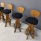 Set of 4 vintage brutalist bar stools, 1960s