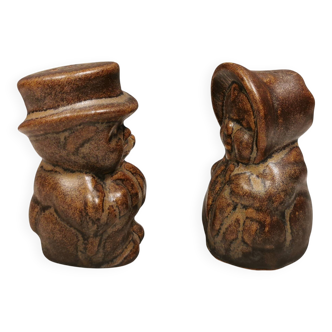 Salt and pepper shaker set in ceramic from Danish Løvemose 1970s.