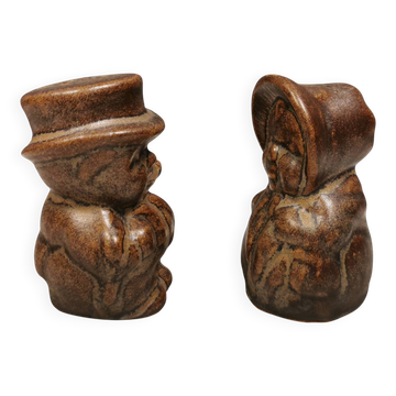 Salière et poivrier en céramique de Løvemose, Danemark, années 1970