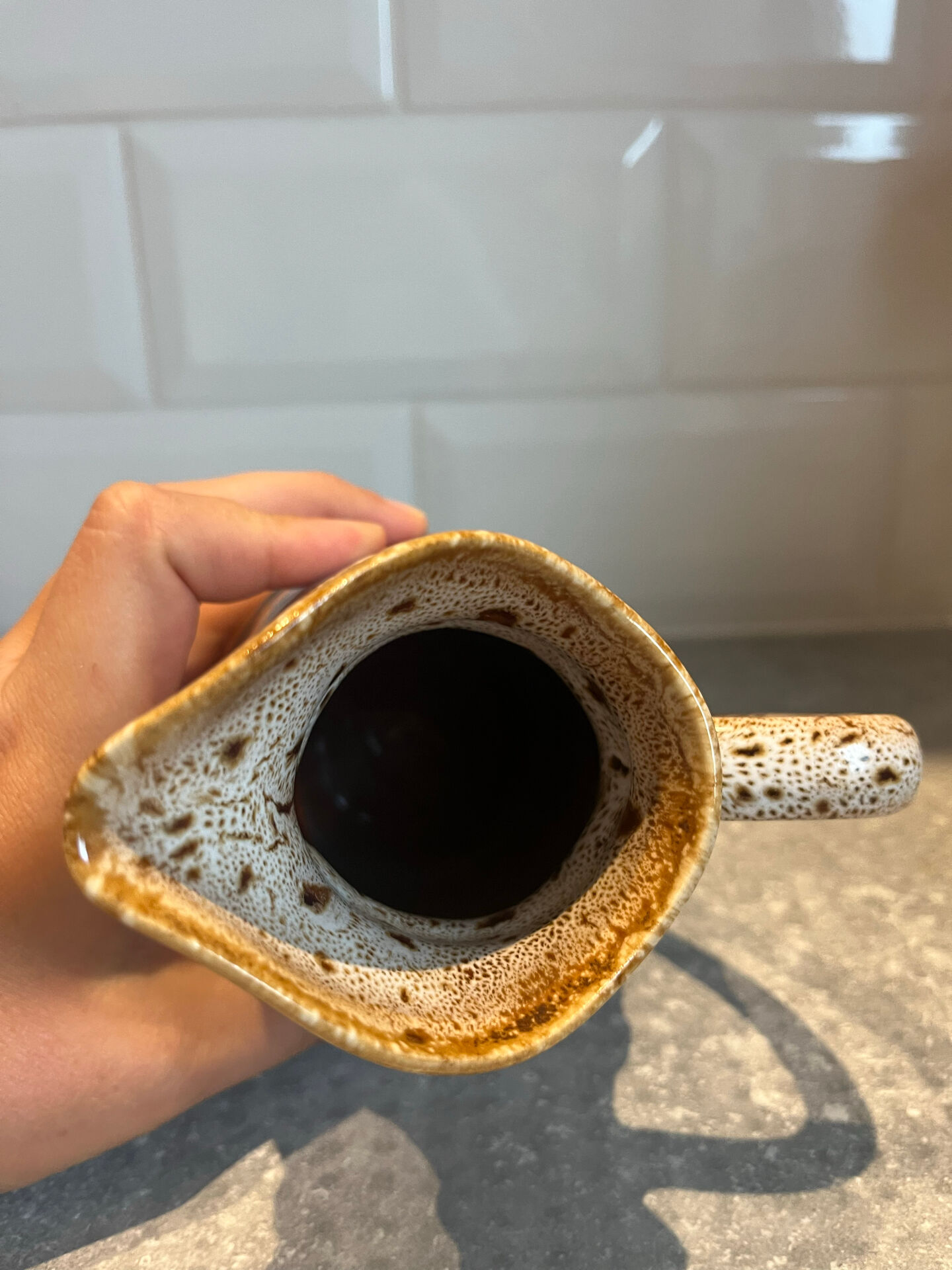 Vintage ceramic pitcher / jug - Speckled glaze effect and relief