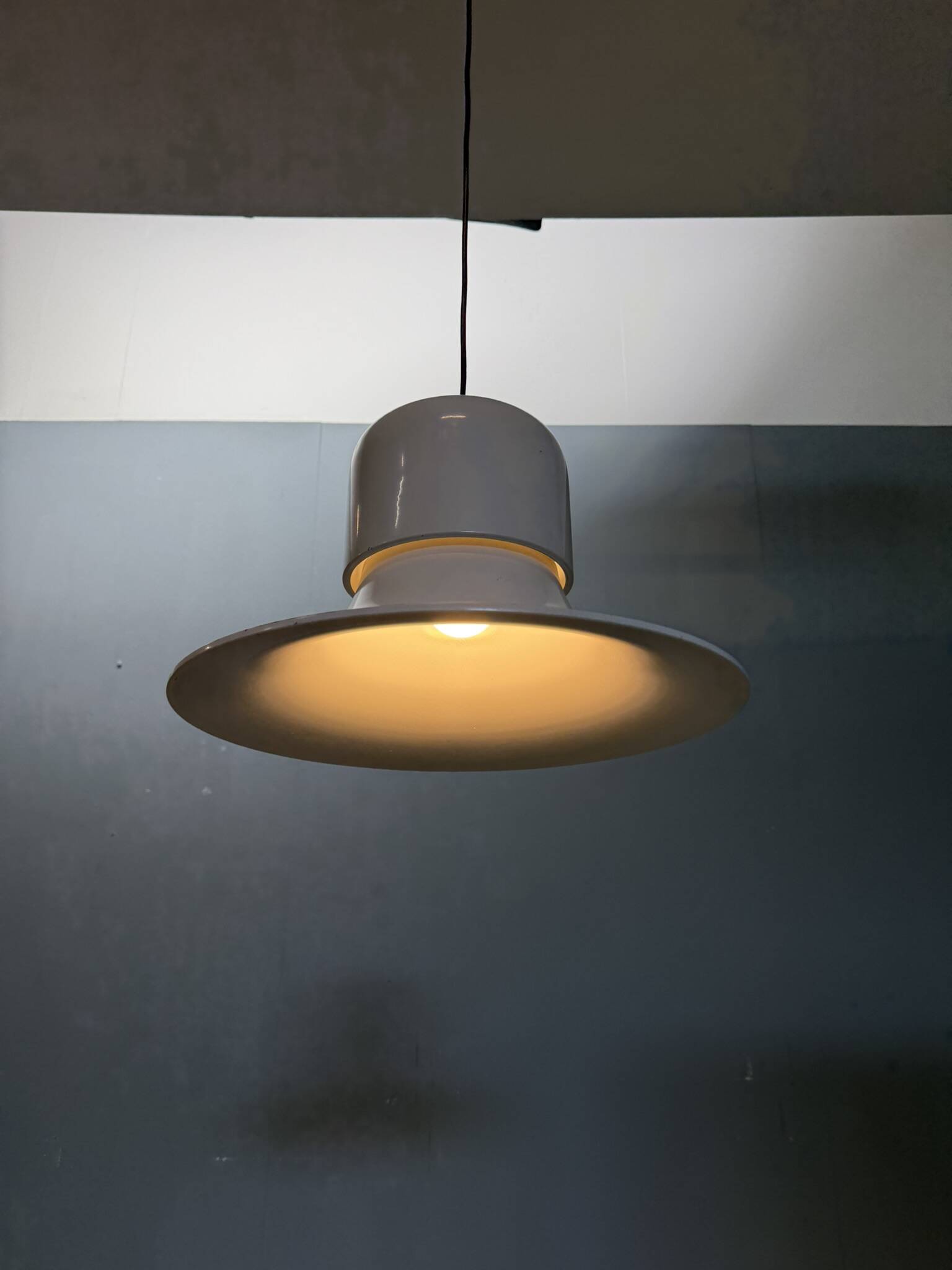 White 'Campana' hanging lamp by Joe Colombo for Stilnovo, Italy 1970s