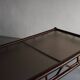 Table basse en rotin foncé et verre | Années 1980