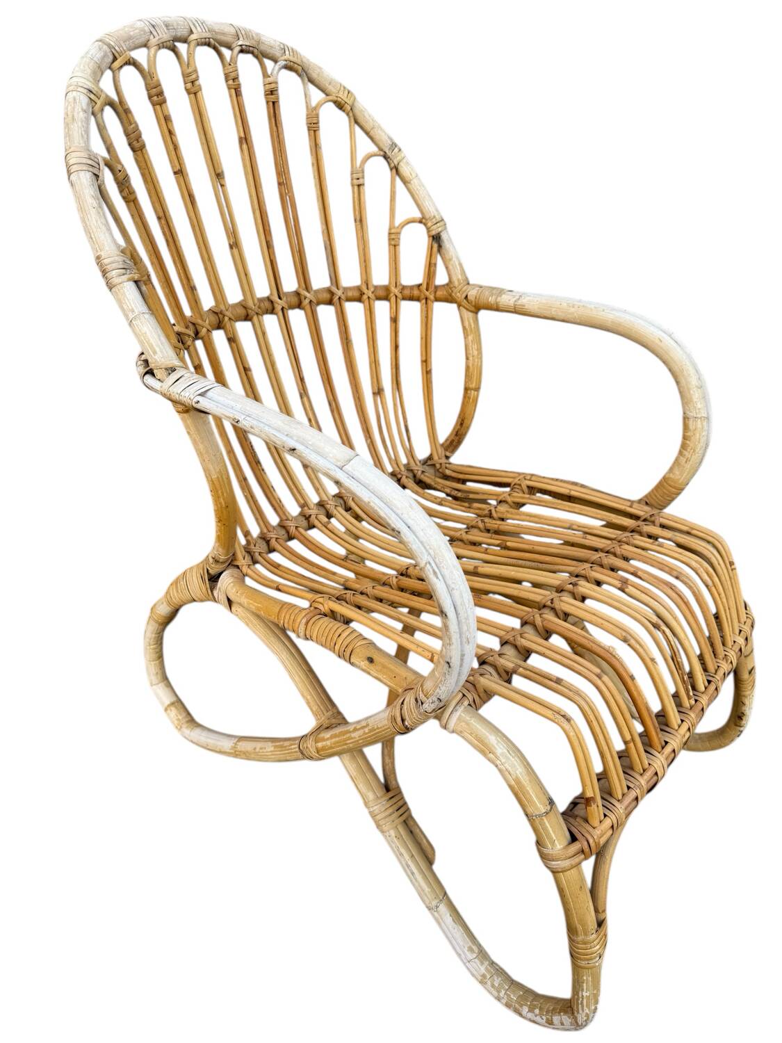 Fauteuil en rotin des années 50 Pays-Bas