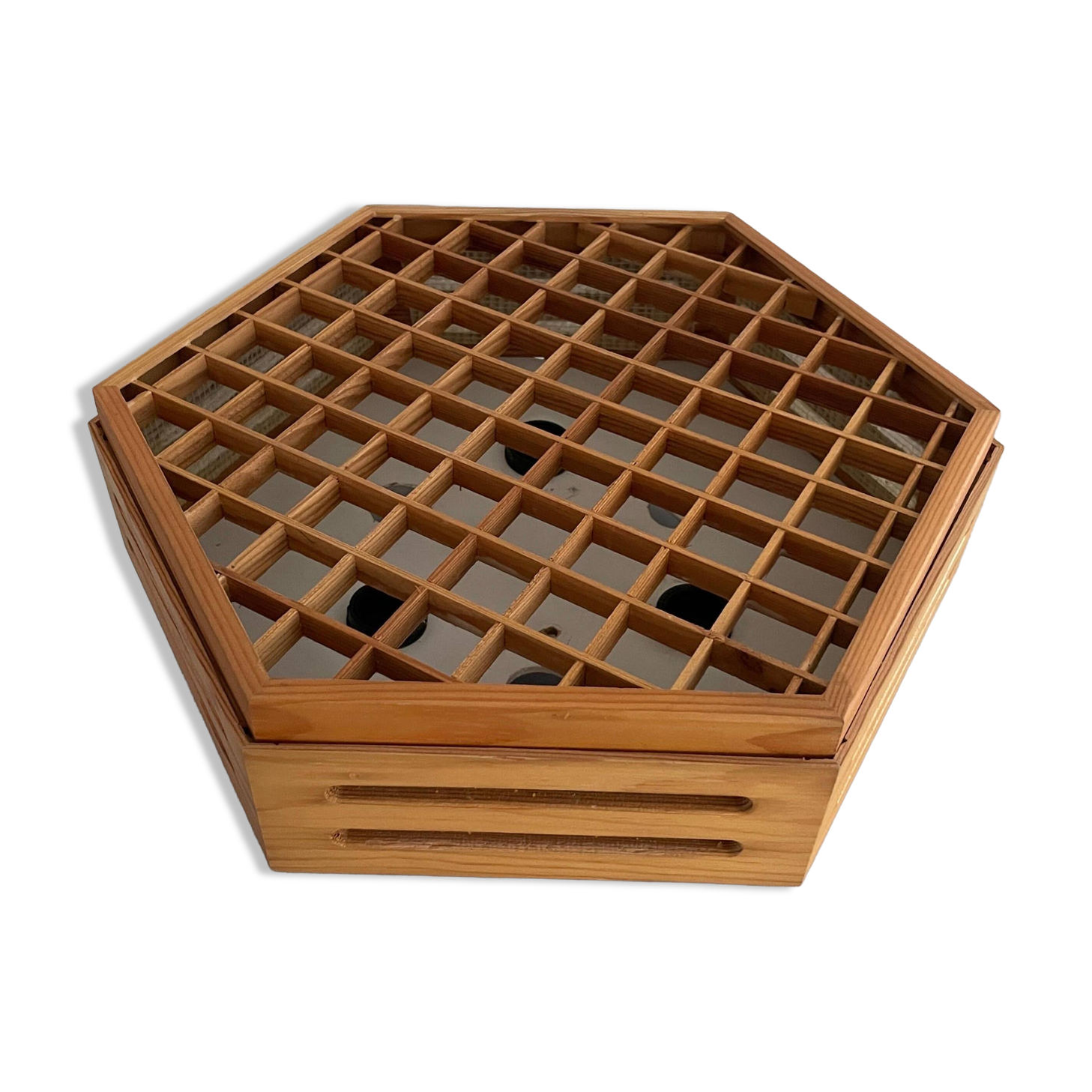 Hexagonal wooden recessed lamp, 1970s, Germany