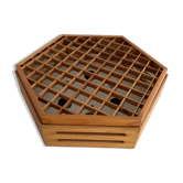 Hexagonal wooden recessed lamp, 1970s, Germany