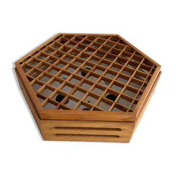 Lampe à encastrer en bois au design hexagonal, années 1970, Allemagne