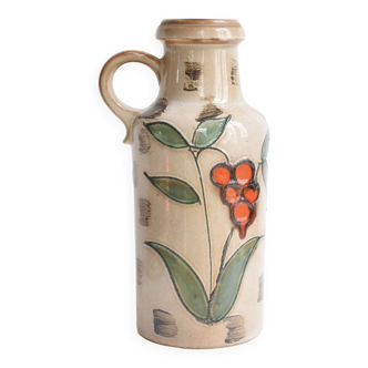 Grand vase Scheurich Keramik en céramique  au décor floral - Modèle 407 35 - West Germany - 1970