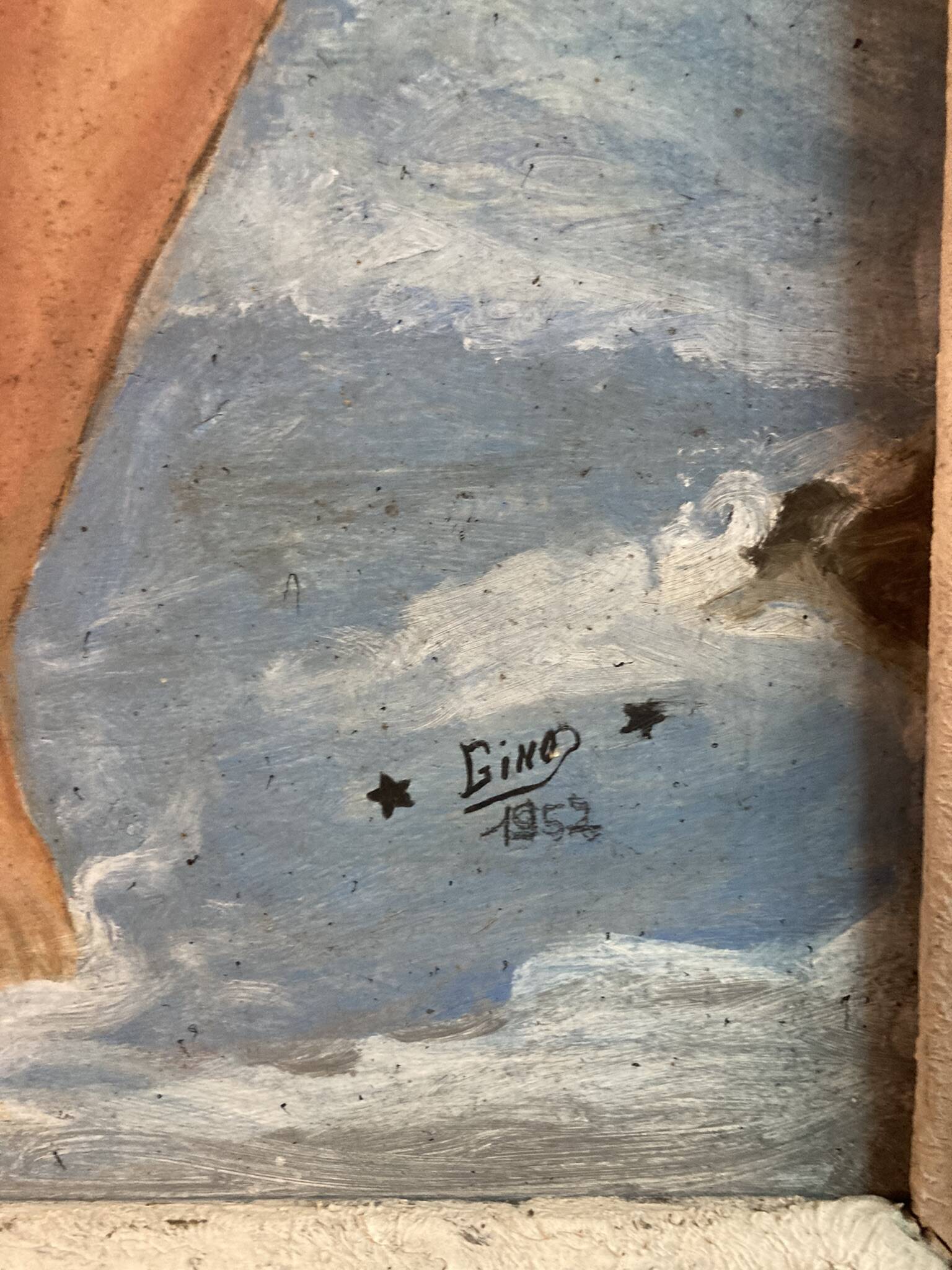 Gouache on Pin-Up panel signed and dated 1952