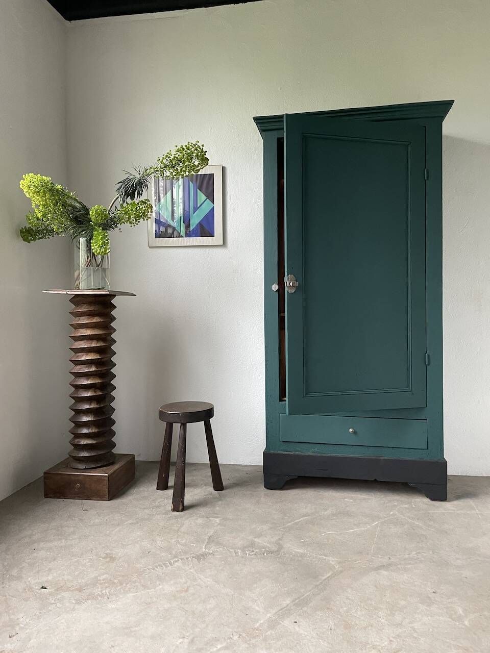 Green hosiery cabinet