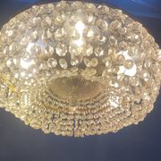 1960s Italian Crystal & Brass Chandelier – 6 Lights