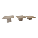 Set of 3 Italian Travertine Coffee or Side Tables, 1980s
