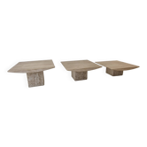 Set of 3 Italian Travertine Coffee or Side Tables, 1980s