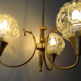 Chandelier 3 branches vintage bubbled globes