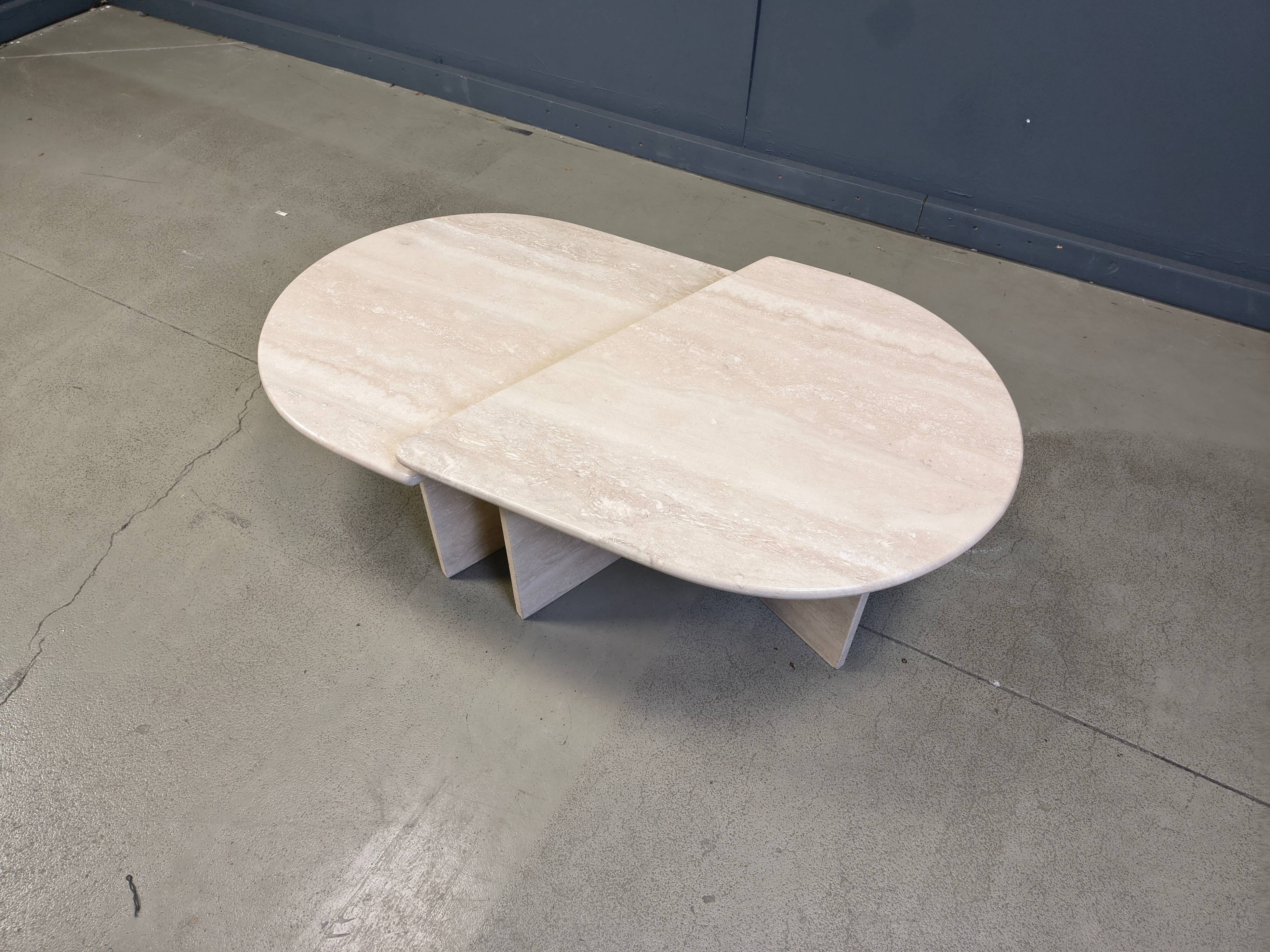Pair of vintage travertine coffee tables or side tables, 1970s