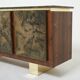 Brutalist Belgian enfilade in rosewood, resin, and brass from around 1970.