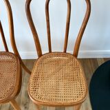 Set of 4 cane chairs in bentwood and honey-coloured cane thonet early 20th century
