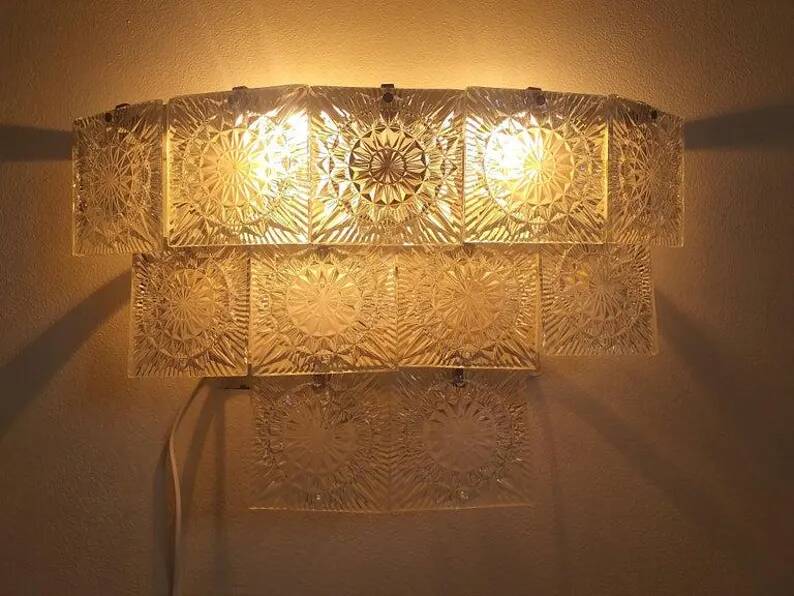 Midcentury Large Wall Lamp Kamenicky Senov, 1970s