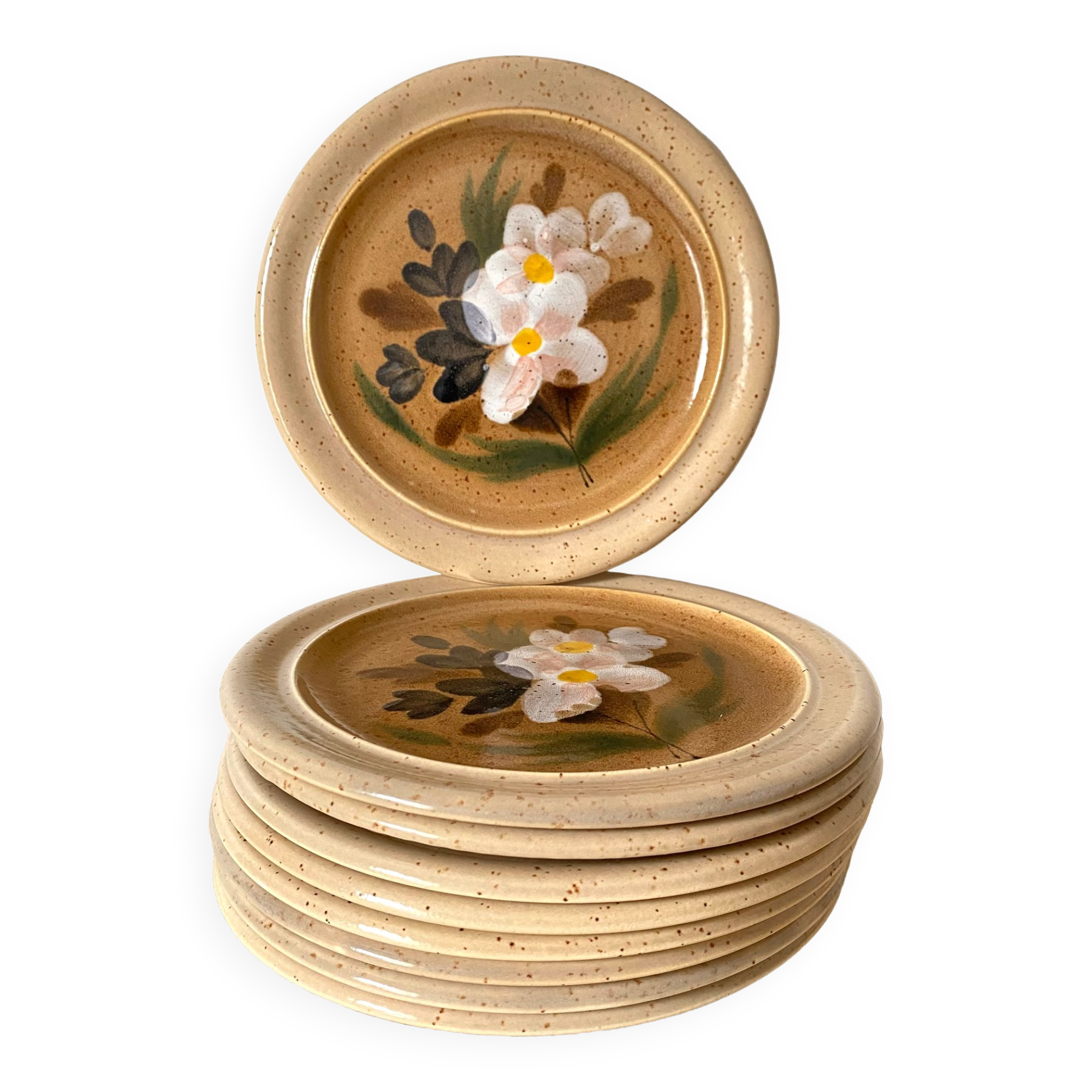 MBFA Pornic ceramic dessert plates, 1970s
