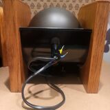 2 white eye lamps, wood, metal, vintage, Germany