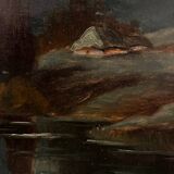 Mill landscape by the water, 20th century, signed