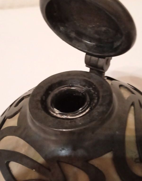 Inkwell old ceramic tin