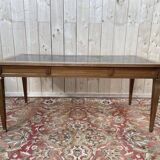 Bureau plat de style Louis XVI cuir noir