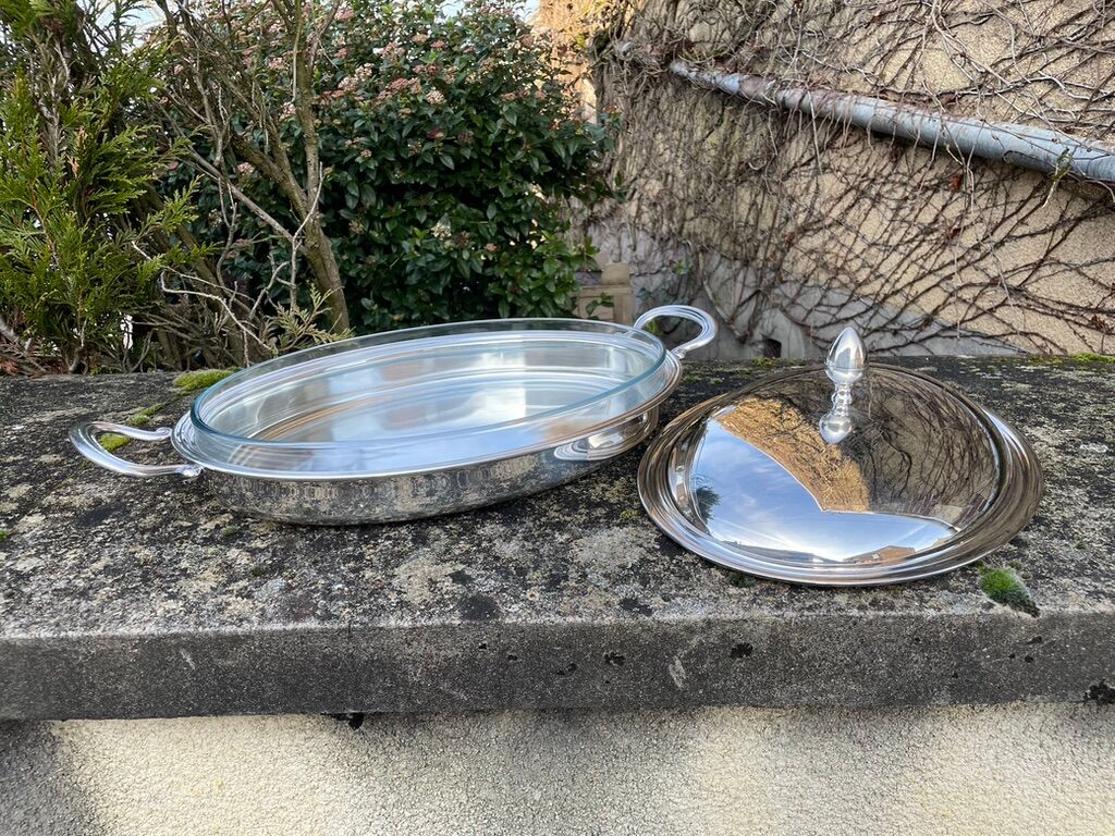 Rino Greggio - OLRI and Pyrex - Large serving dish - Modern - Silver metal, Glass