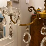 Golden brass chandelier and glass