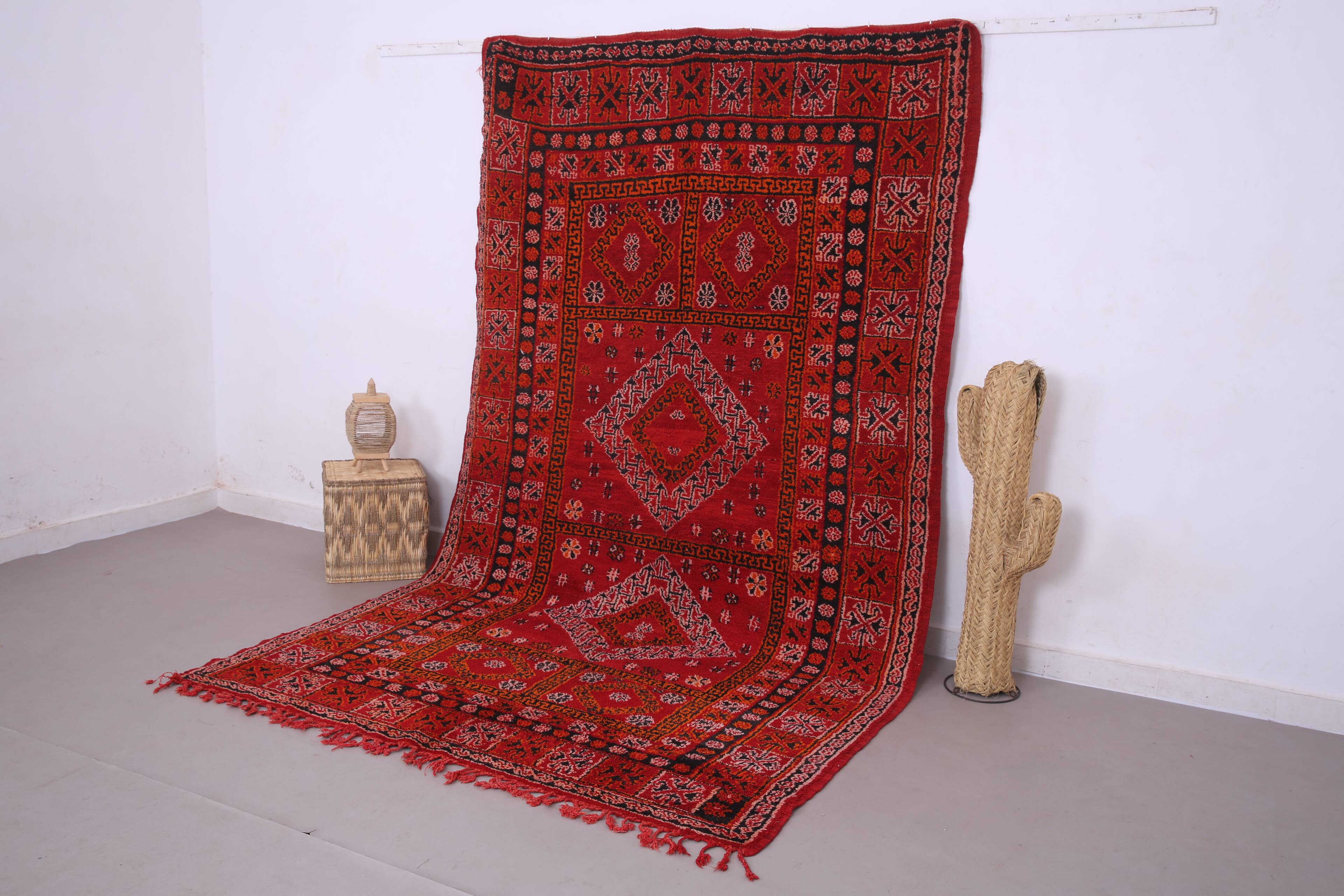 Red Vintage Moroccan Rug 192 x 321 cm - Berber Wool Rug - Handmade Rug Boho