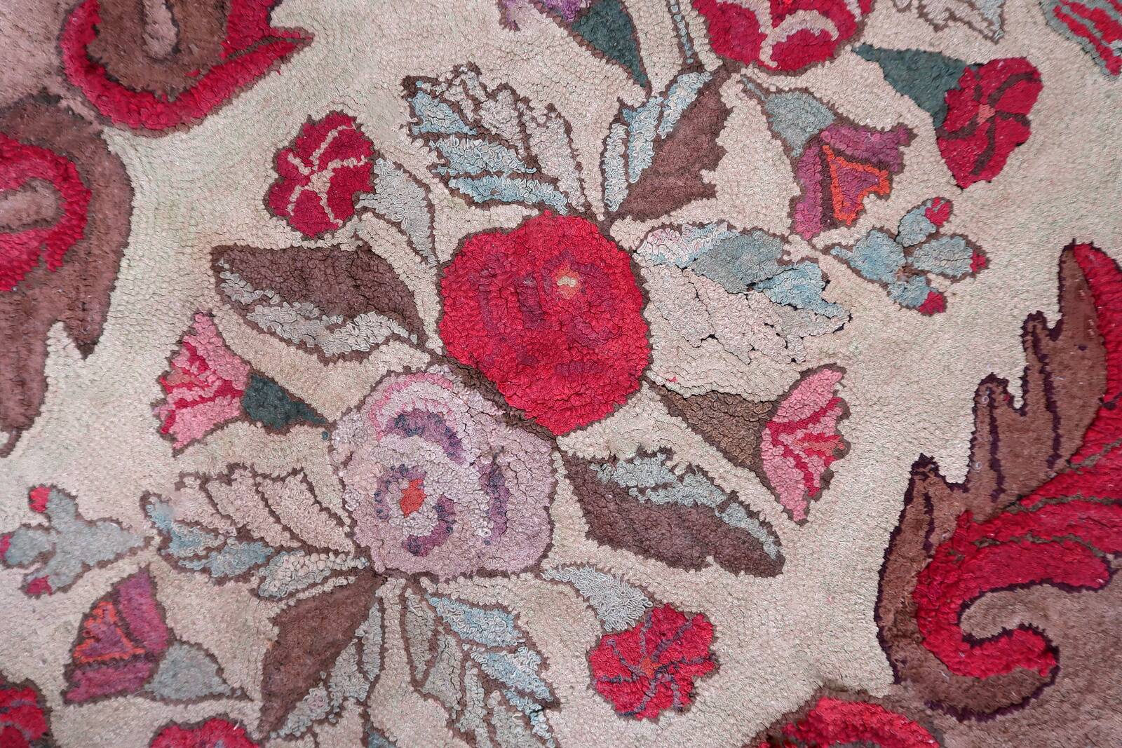 Tapis américain antique Hooked – 86 x 170 cm – Motif floral - 1C976