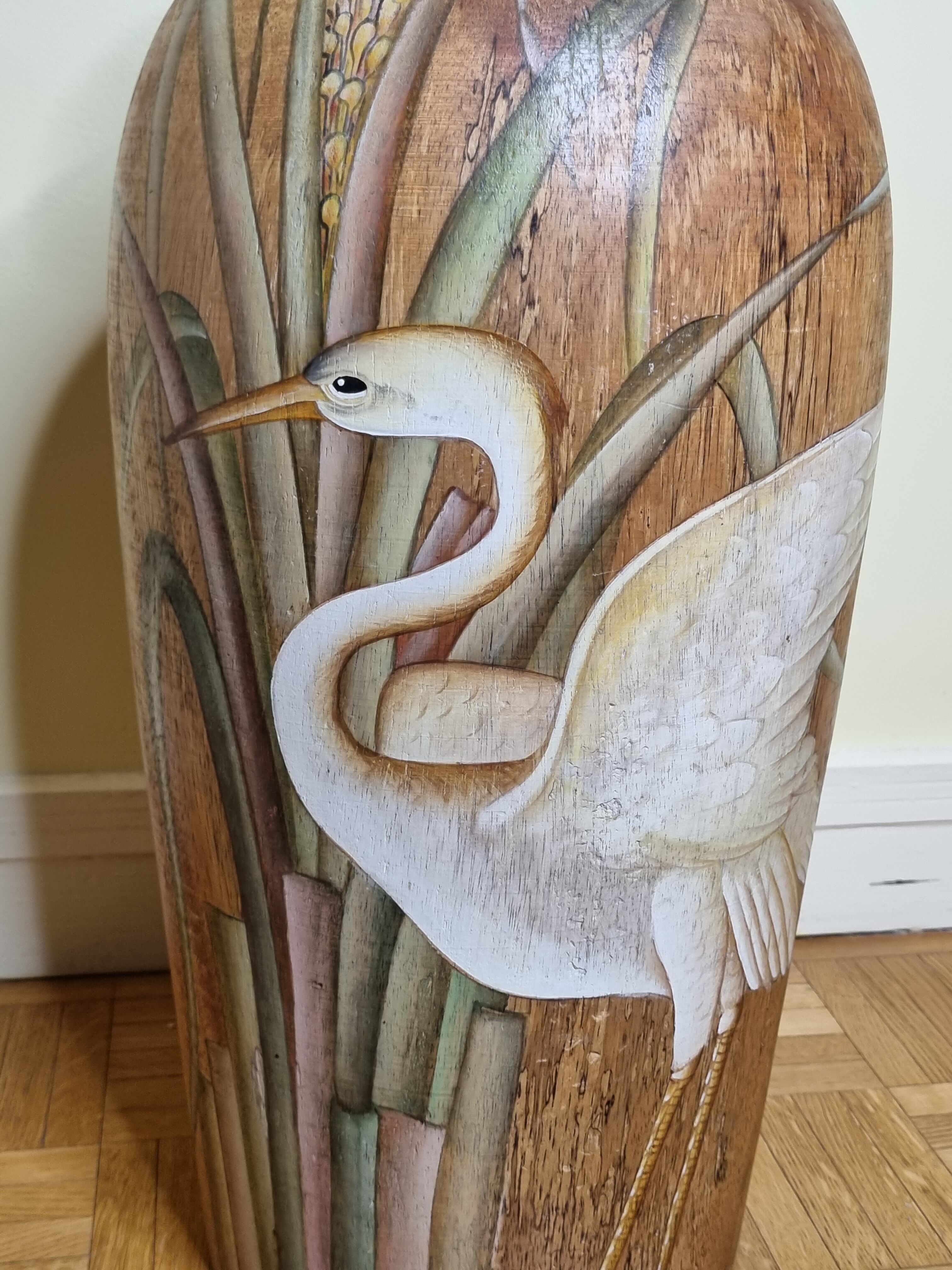 Decorative jar in painted solid wood, 57 cm