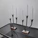 Pair of art deco candle holder in stainless steel 3 flames, Spain, 1970