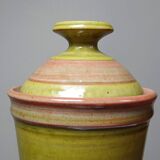 Decorative spice jar in vintage two-tone glazed stoneware, handcrafted