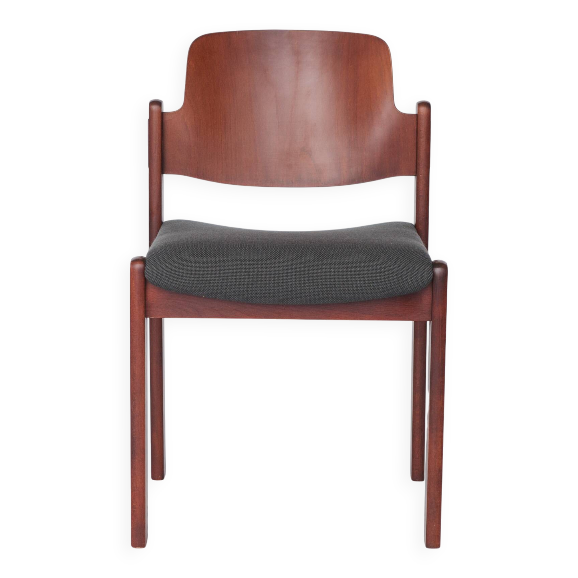 Vintage Lübke Stacking Chair, 1970s German Design, Dark Beech Wood