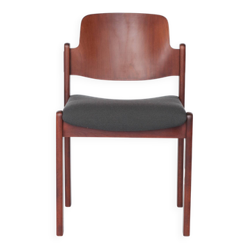 Vintage Lübke Stacking Chair, 1970s German Design, Dark Beech Wood