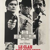 Original canvas-covered cinema poster "Le Clan des Siciliens" Delon Gabin, Ventura 41x57cm 1969