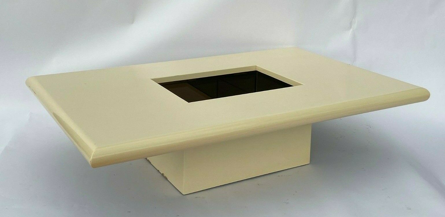 Jean claude mahey laque blanche creme 1970 vintage design coffee table