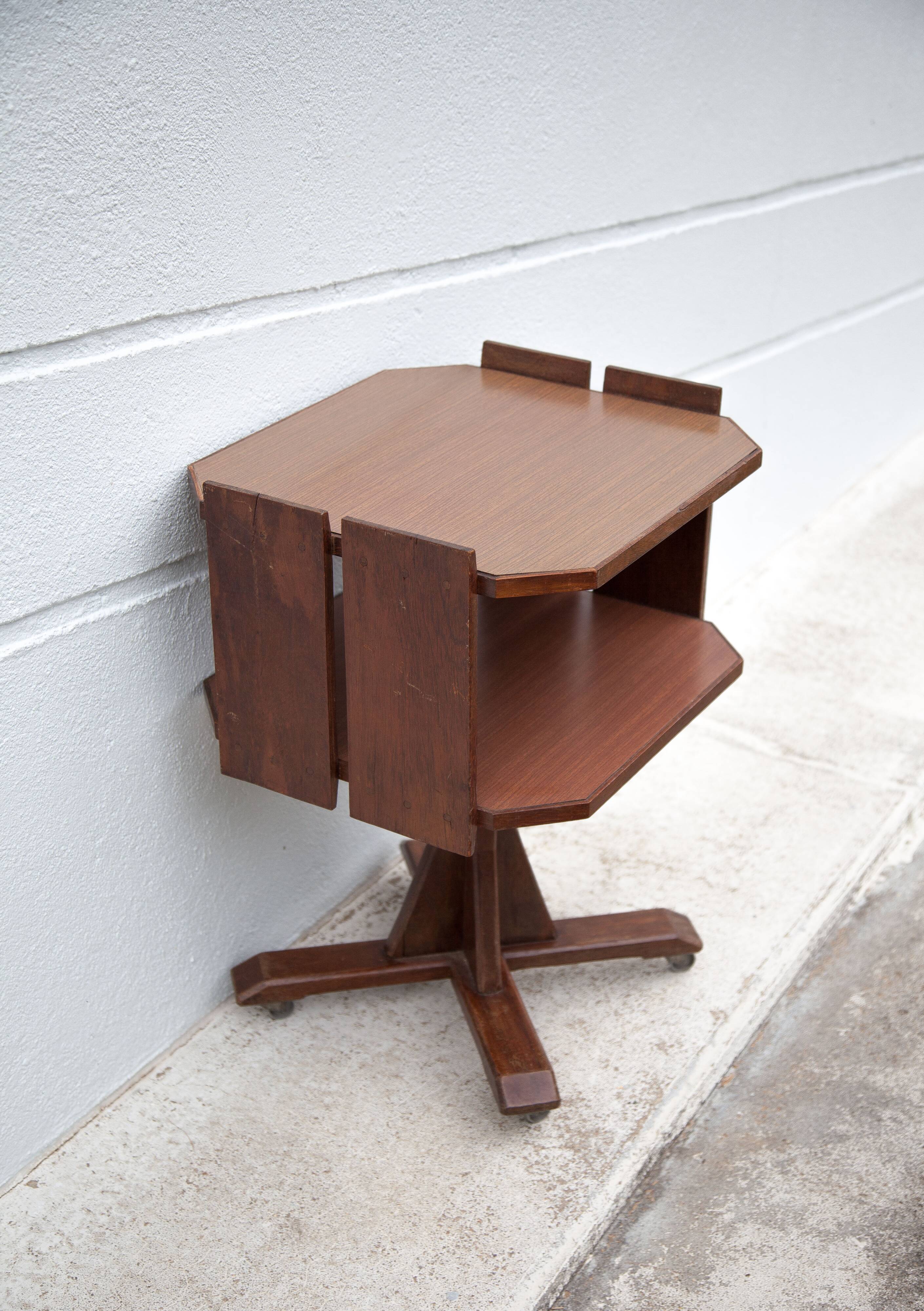 Vintage wooden furniture on casters, Formica furniture, side table