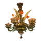 Venetian chandelier in green and red Murano glass, circa 1940.