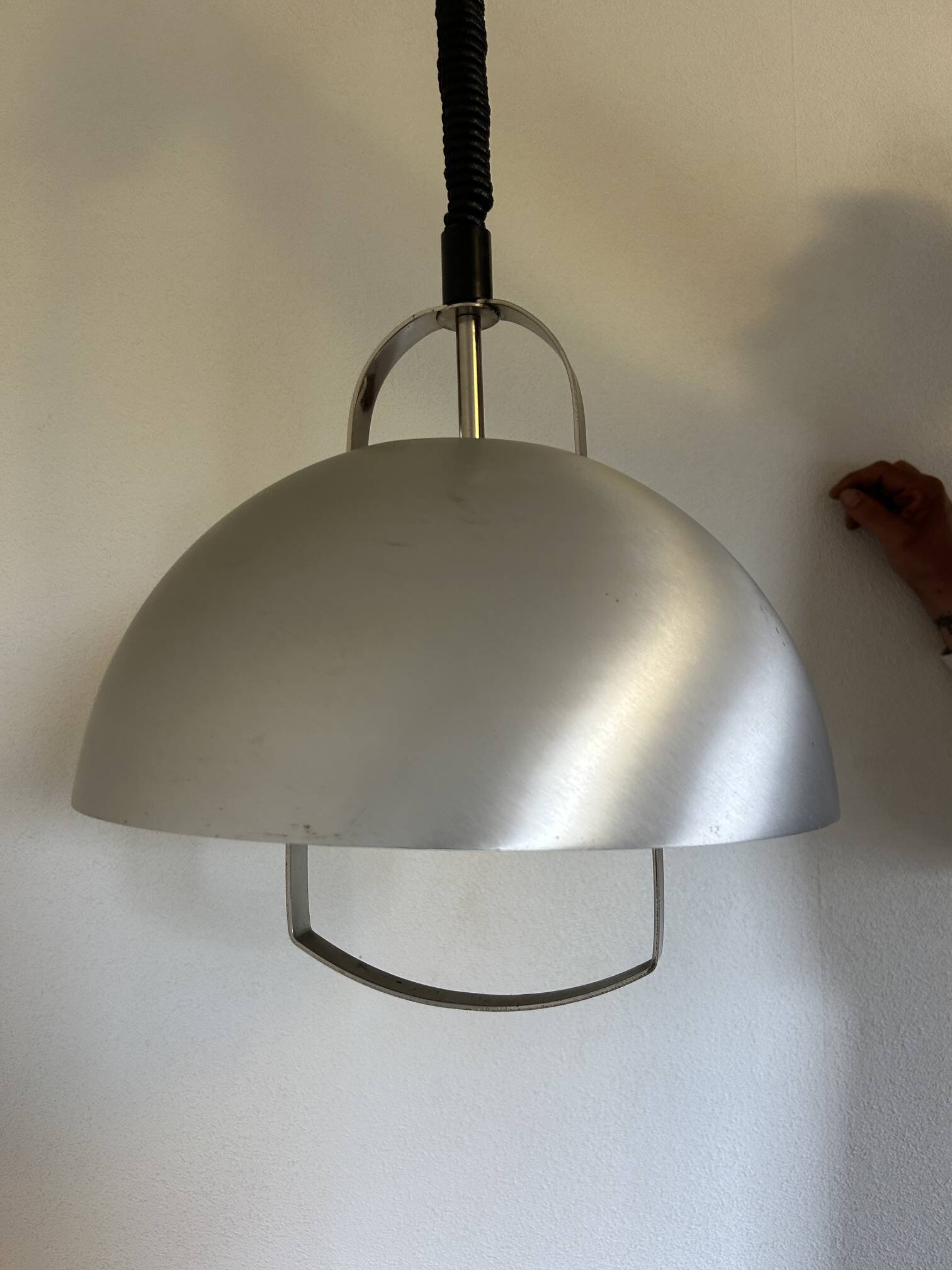 brushed metal chandelier up and down 1970