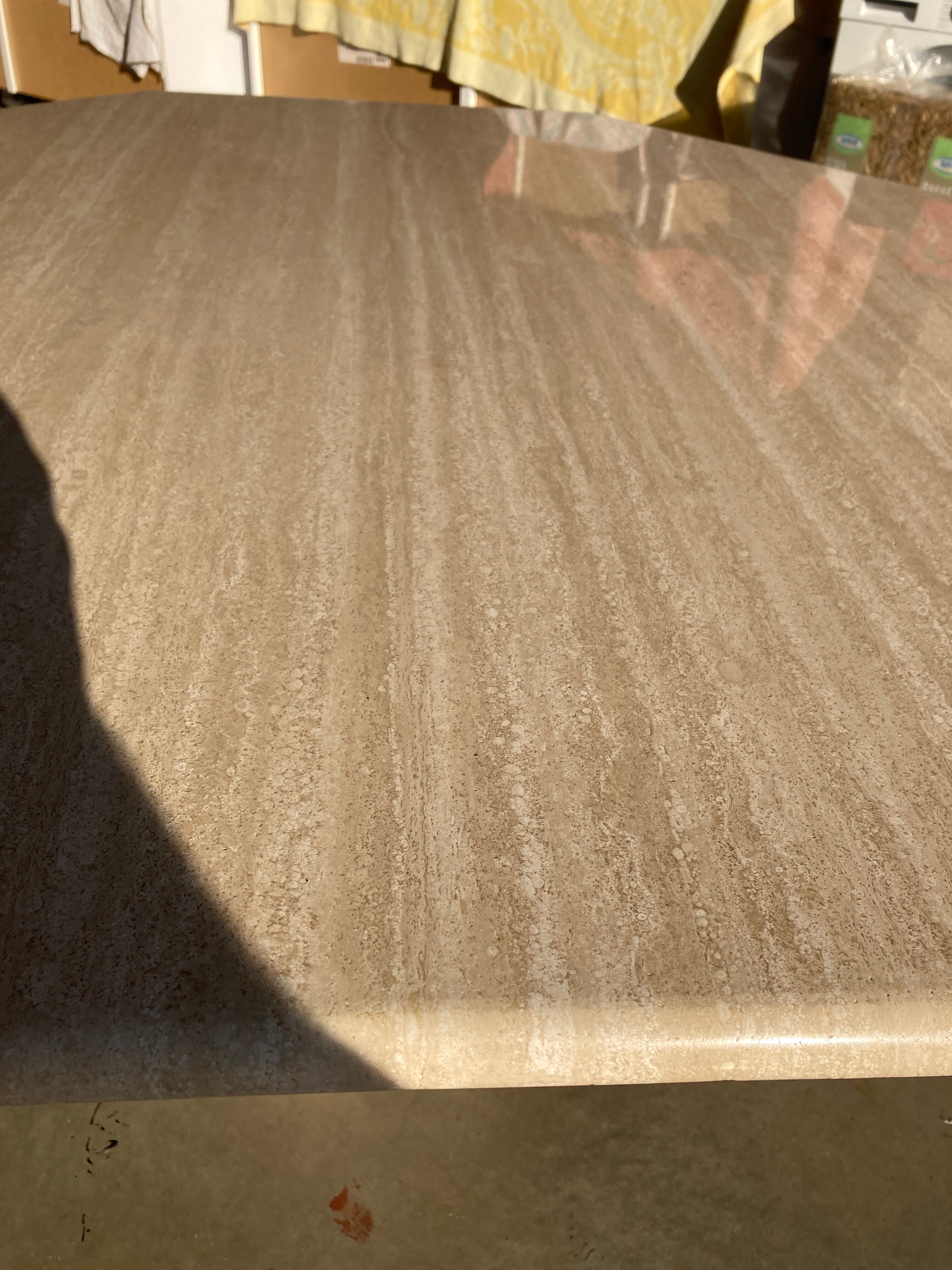 Travertin dining table octagonal