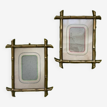 Duo of vintage brass frames