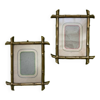 Duo of vintage brass frames