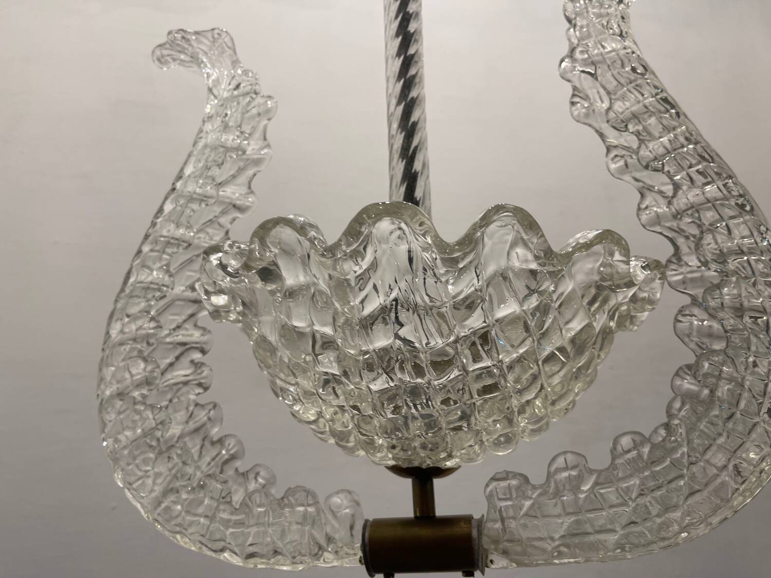Barovier Murano Glass Pendant Light, Italy, 1940s