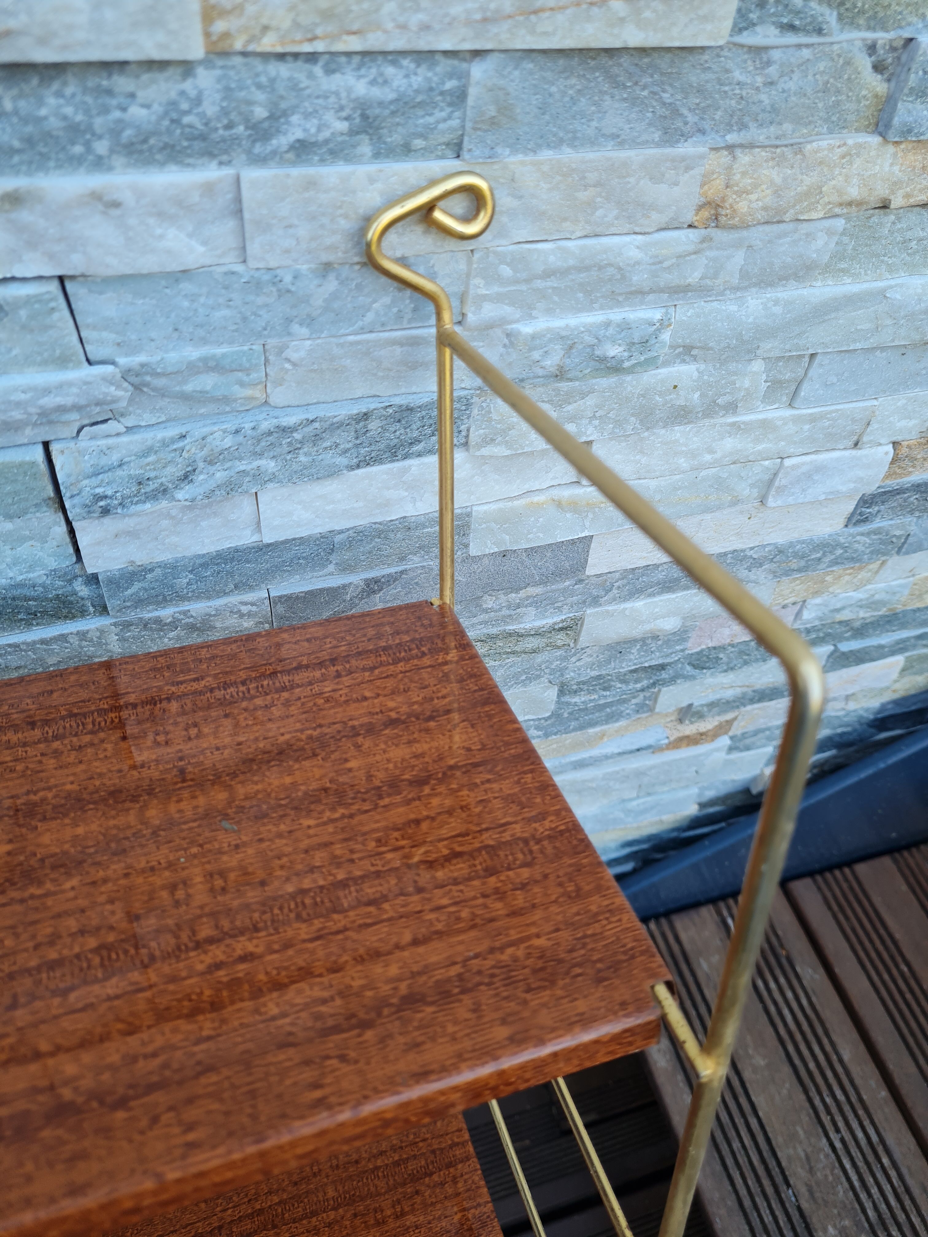 Wall shelves style metal string imitation wood 60- 70s