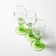 Set of 3 Vintage Limoncino Liqueur Glasses, Green Stem Shot Stemware / 1970