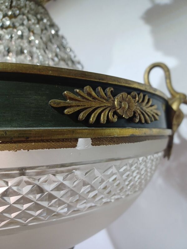 Lustre Empire en bronze et cristal