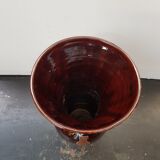 Old vase vallauris fady large model ceramic brown blue drips vintage